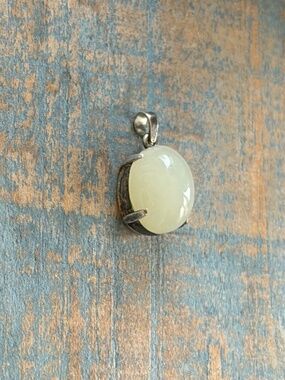 White Moonstone Oval Pendant Set in Sterling Silver Vintage